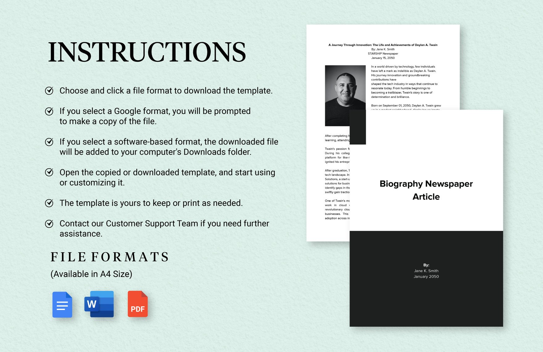 Biography Newspaper Article Template