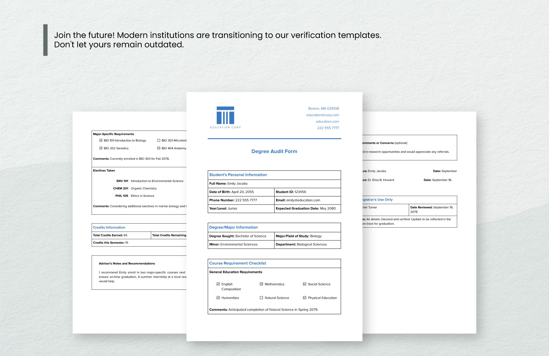 Degree Audit Form Template