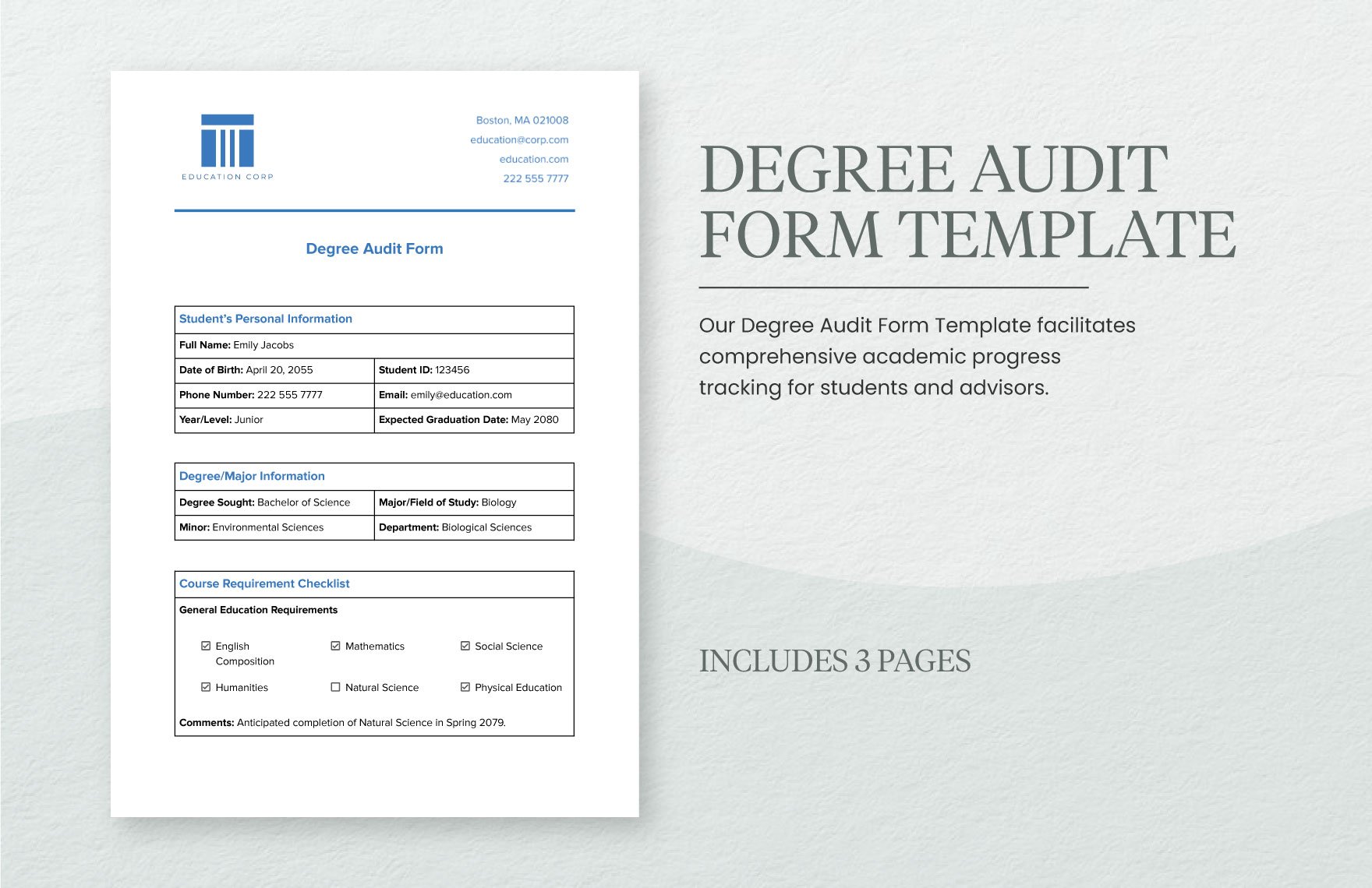 Degree Audit Form Template in Word, Google Docs, PDF