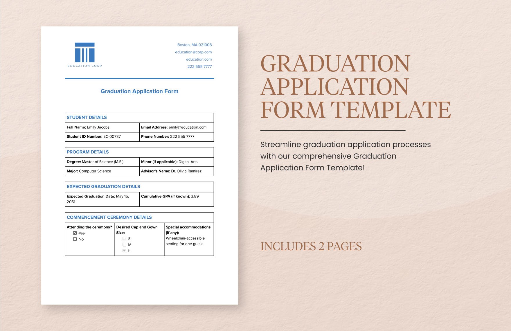 Graduation Application Form Template in Word, Google Docs, PDF