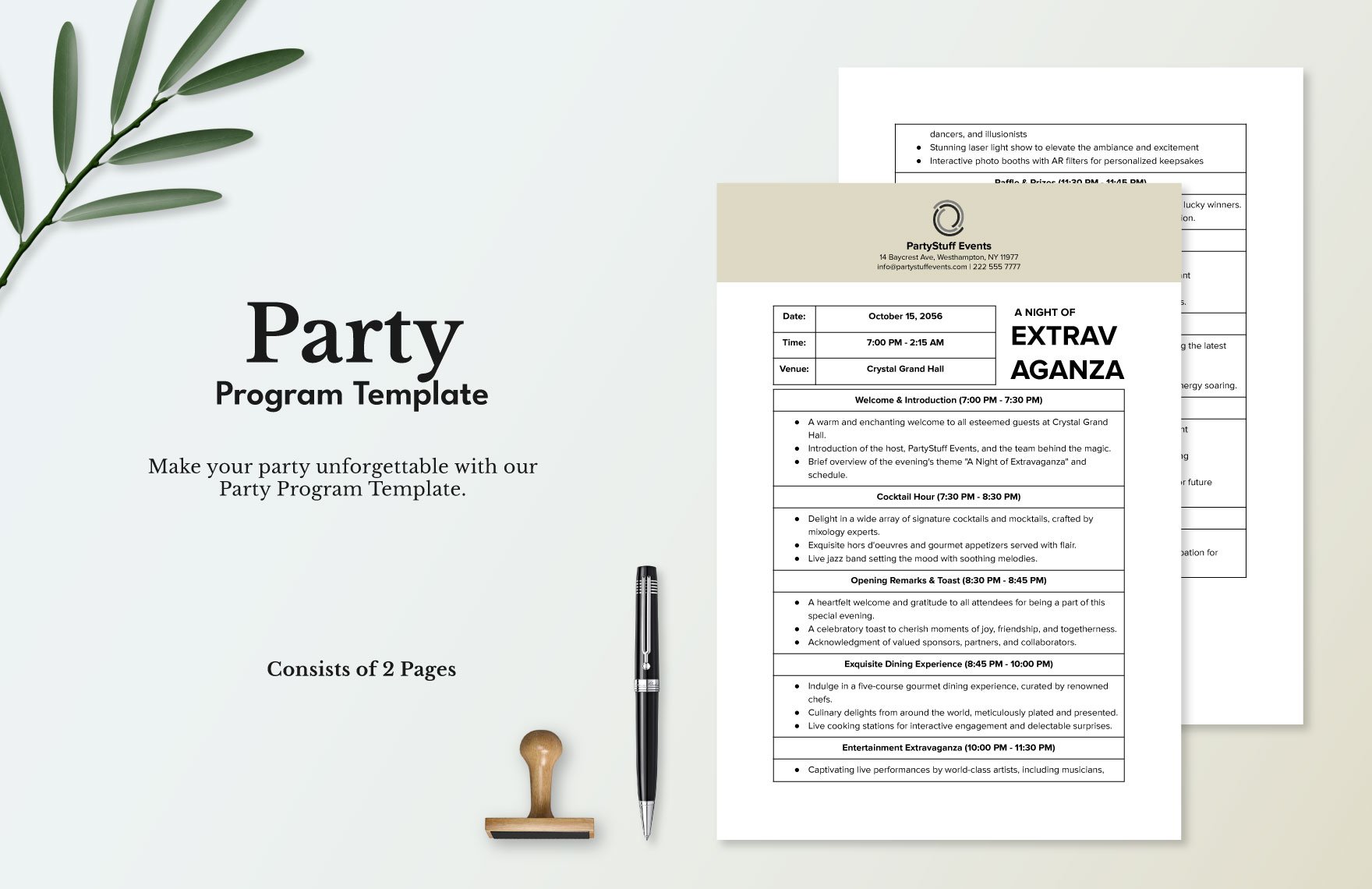 Free Party Program Template