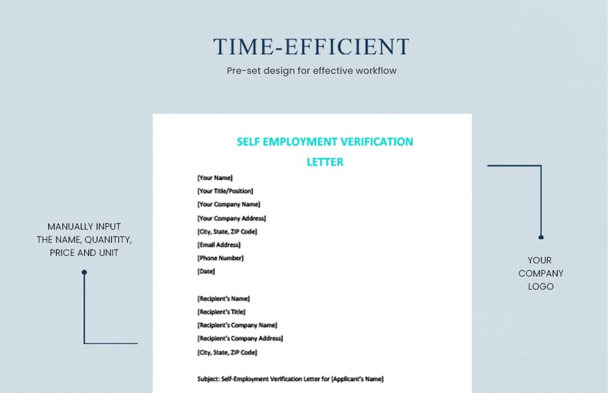 Self employment verification letter
