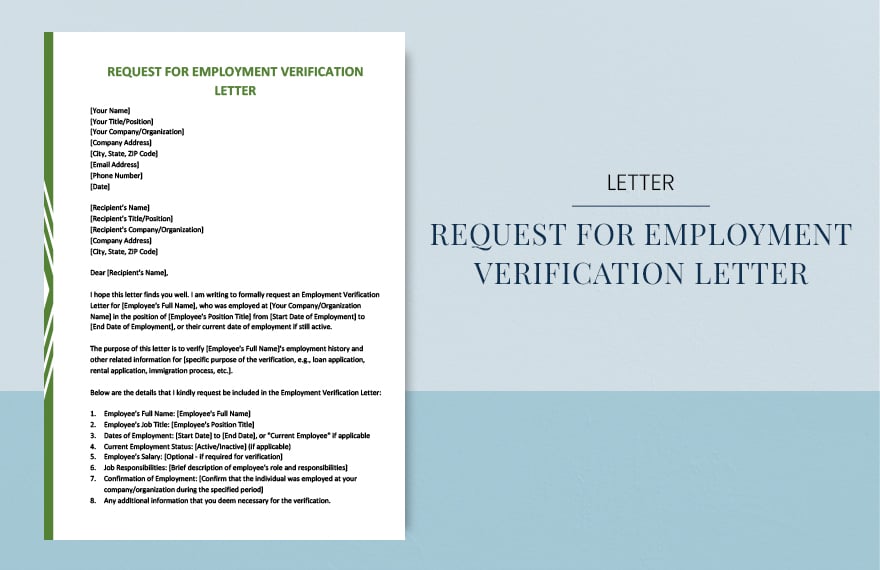 Request for employment verification letter