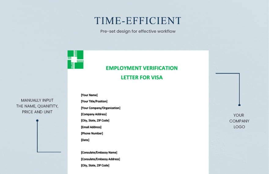 Employment verification letter for visa