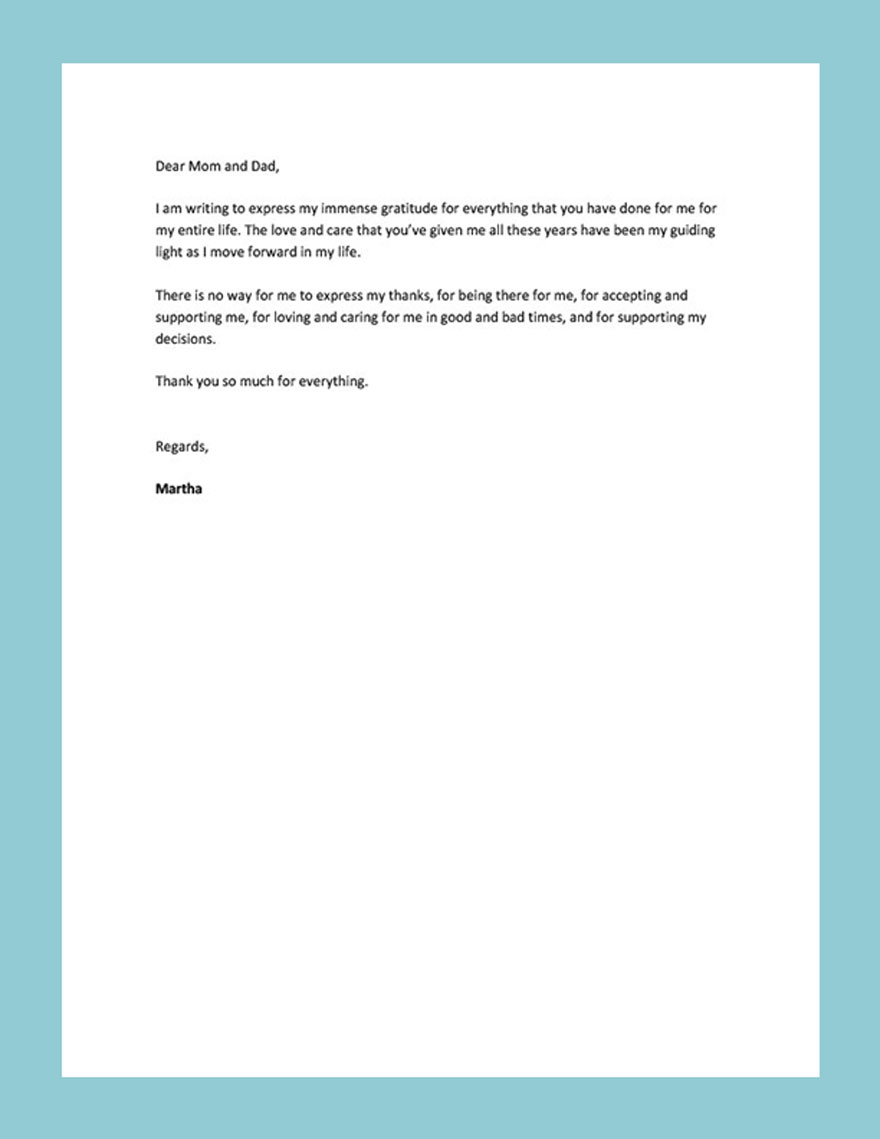 Thank You Letter To Teacher From Parent Template Google Docs Word