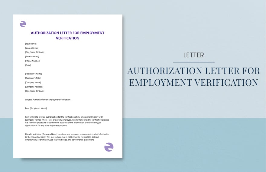 Free Authorization letter for employment verification