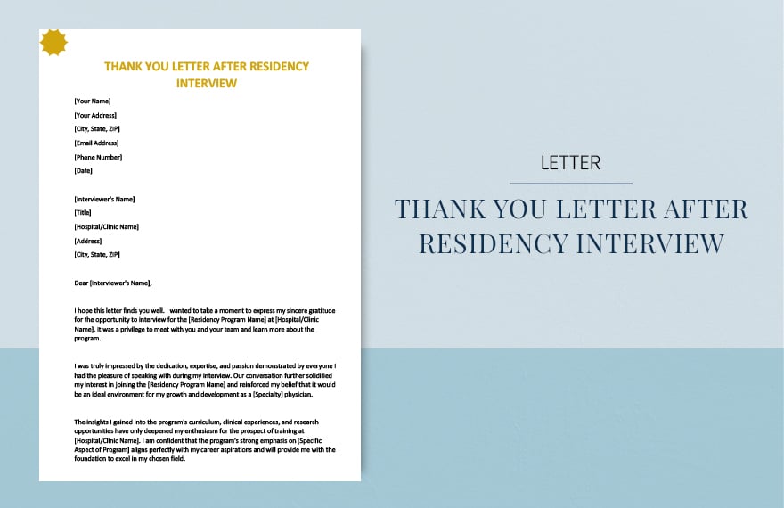 Free Thank you letter after residency interview