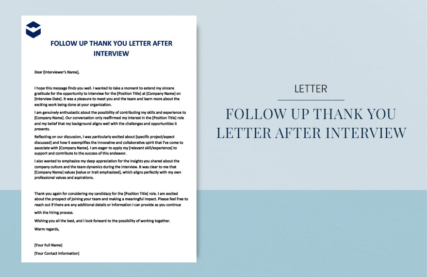 Free Follow up thank you letter after interview