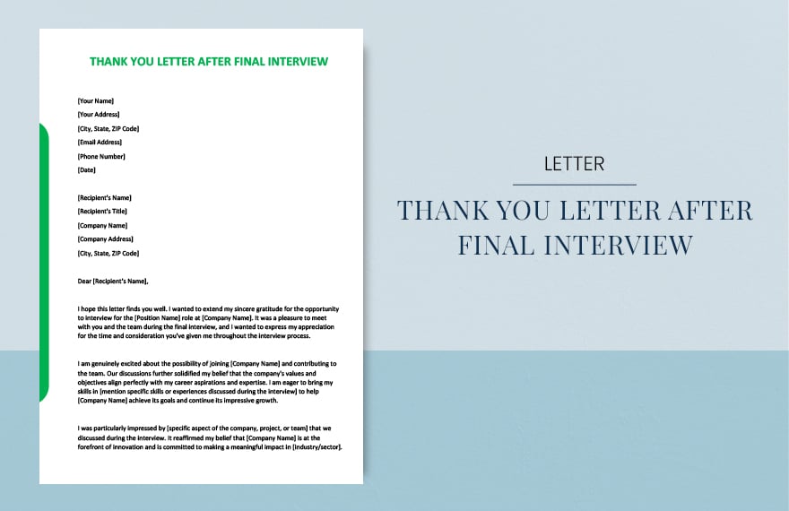 Free Thank you letter after final interview