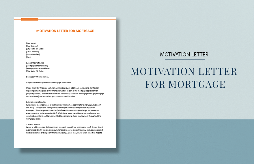 Motivation Letter For Mortgage