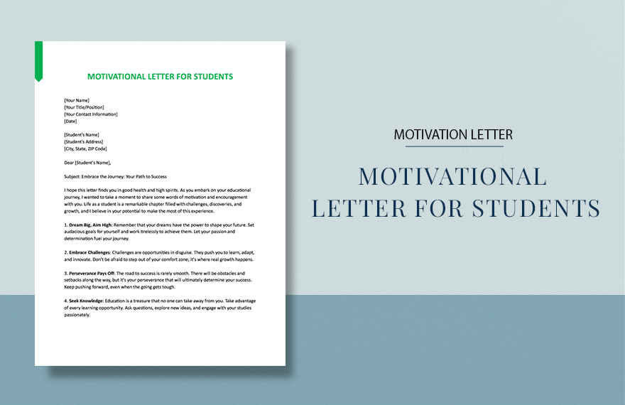Motivational Letter For Students in Word, Google Docs, Apple Pages