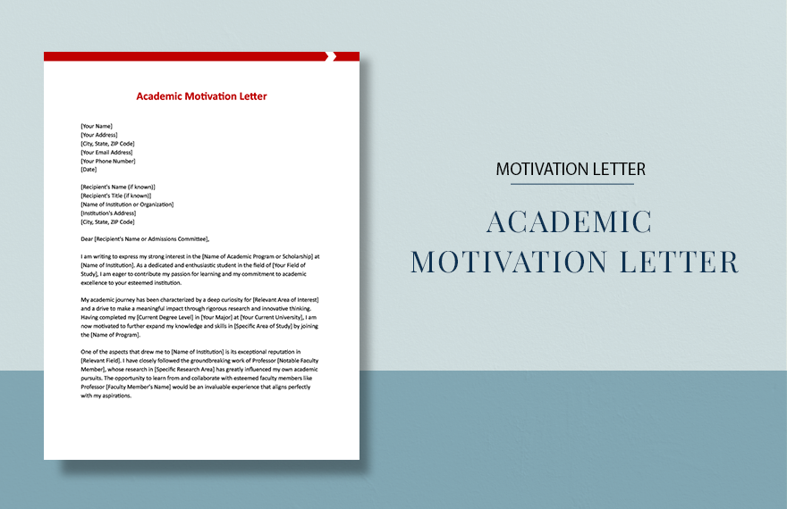 Academic Motivation Letter in Word, Google Docs, Apple Pages