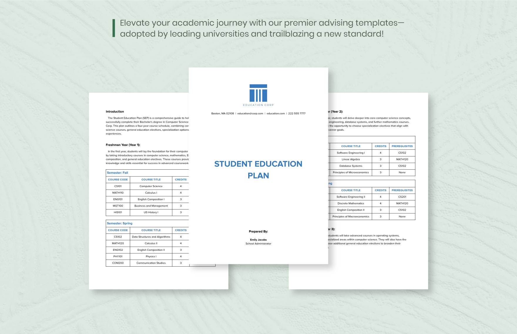 Student Education Plan Template