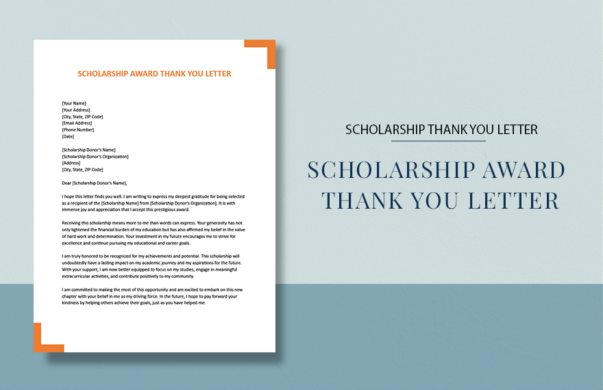Scholarship Award Thank You Letter in Word, Google Docs, Apple Pages