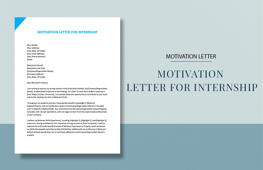 Motivation Letter For Internship in Word, Google Docs, Apple Pages