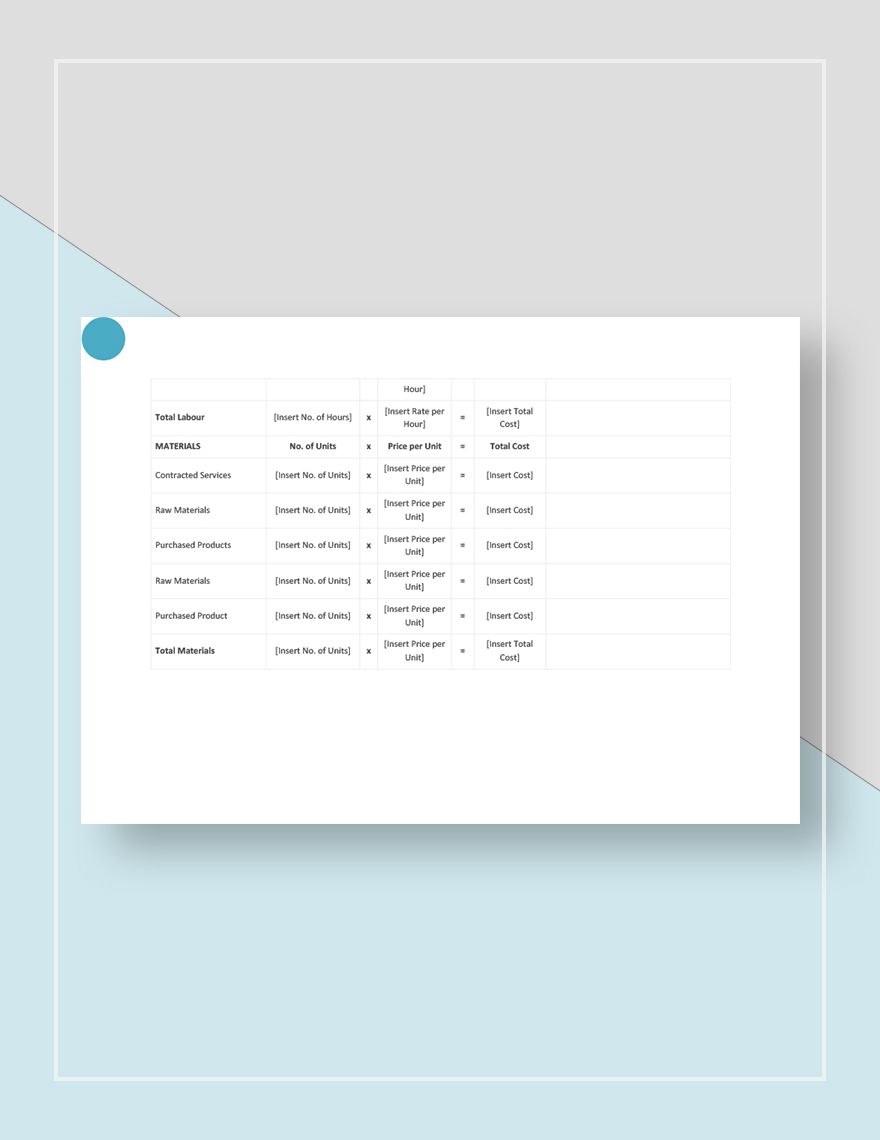Product Cost Analysis Template