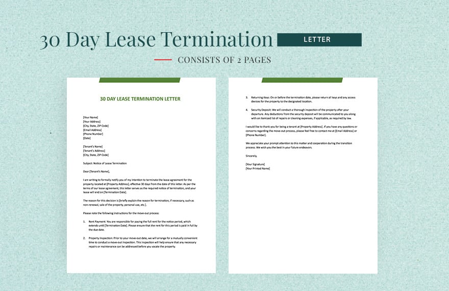 30 Day Lease Termination Letter