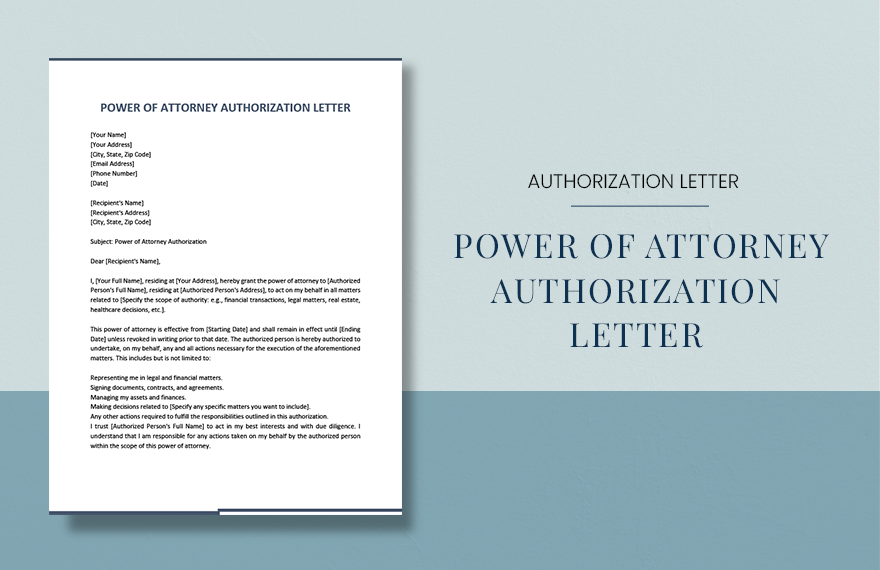 Power Of Attorney Authorization Letter