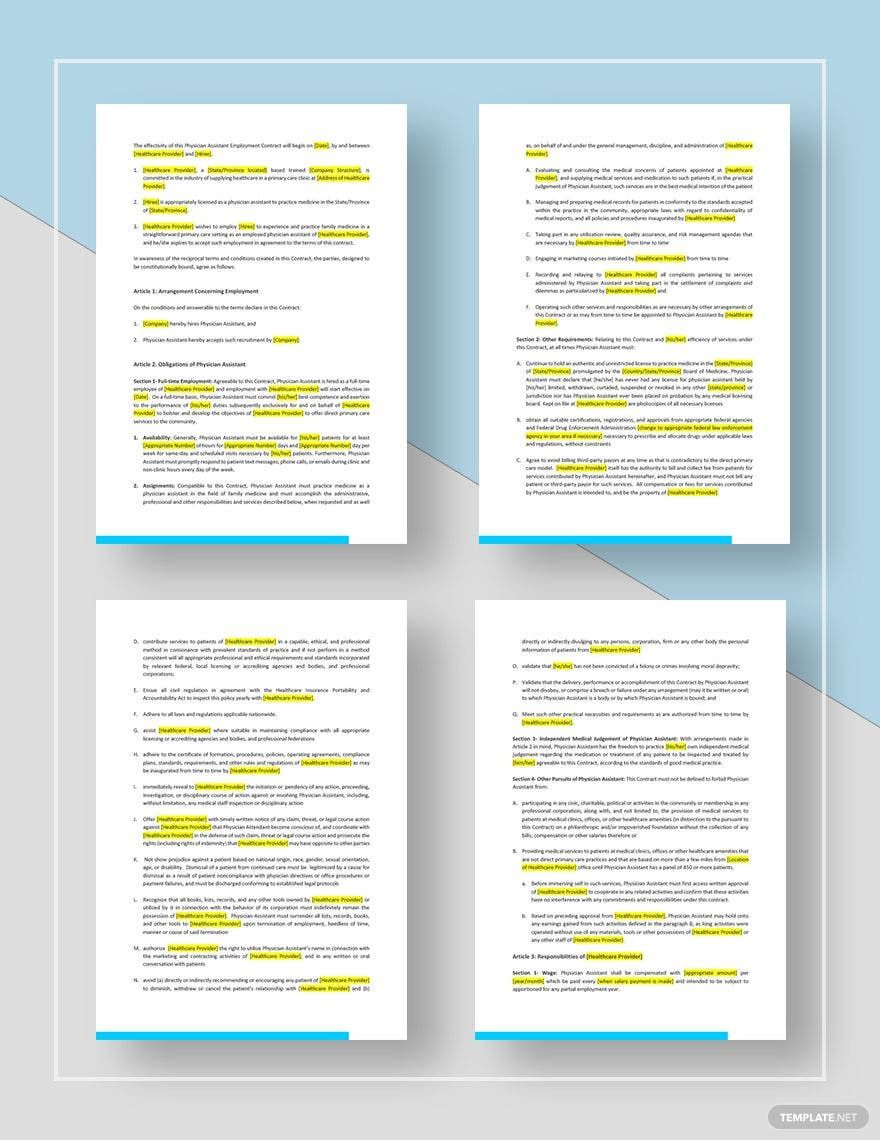 Physician Employment Contract Template Physician Employment Contract Template