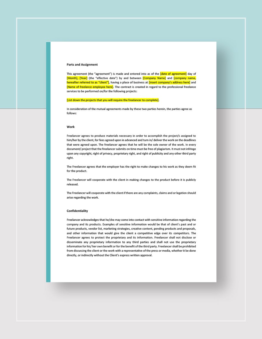 Freelance Employment Contract Template Google Docs, Word, Apple Pages