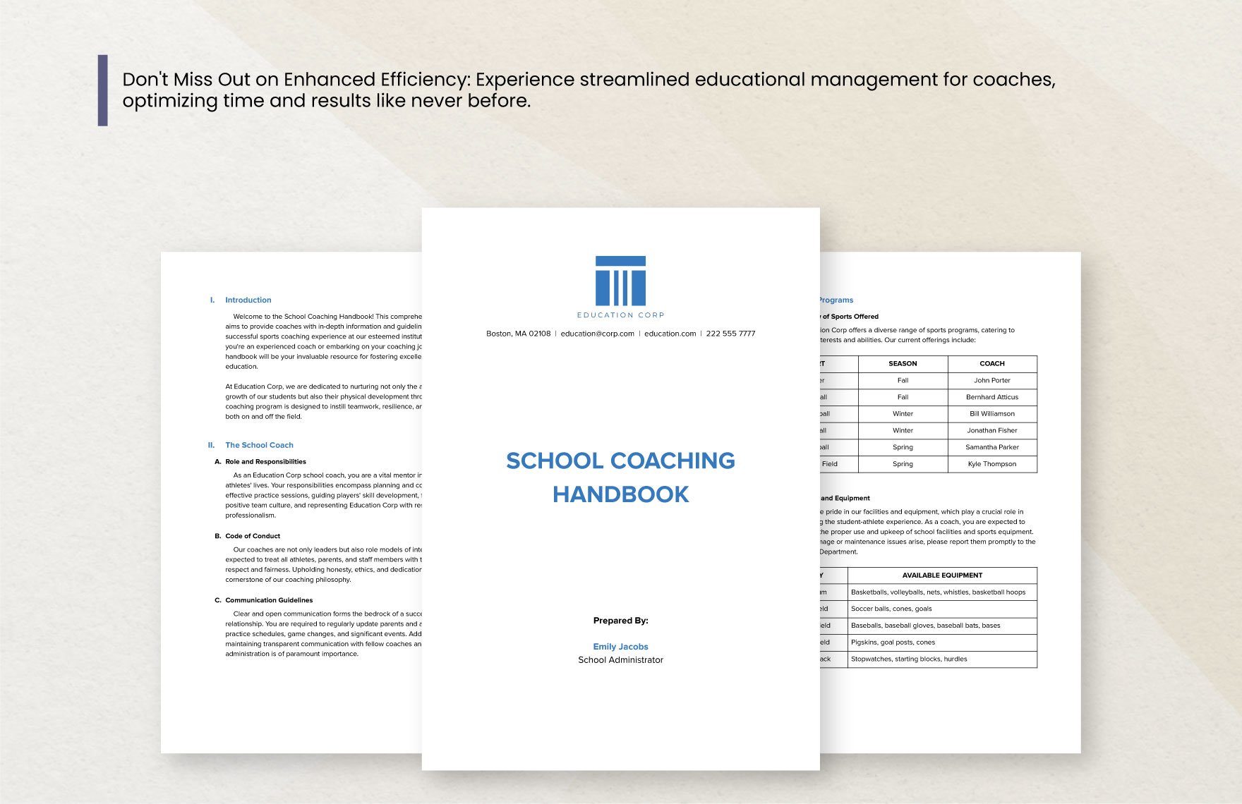 School Coaching Handbook Template