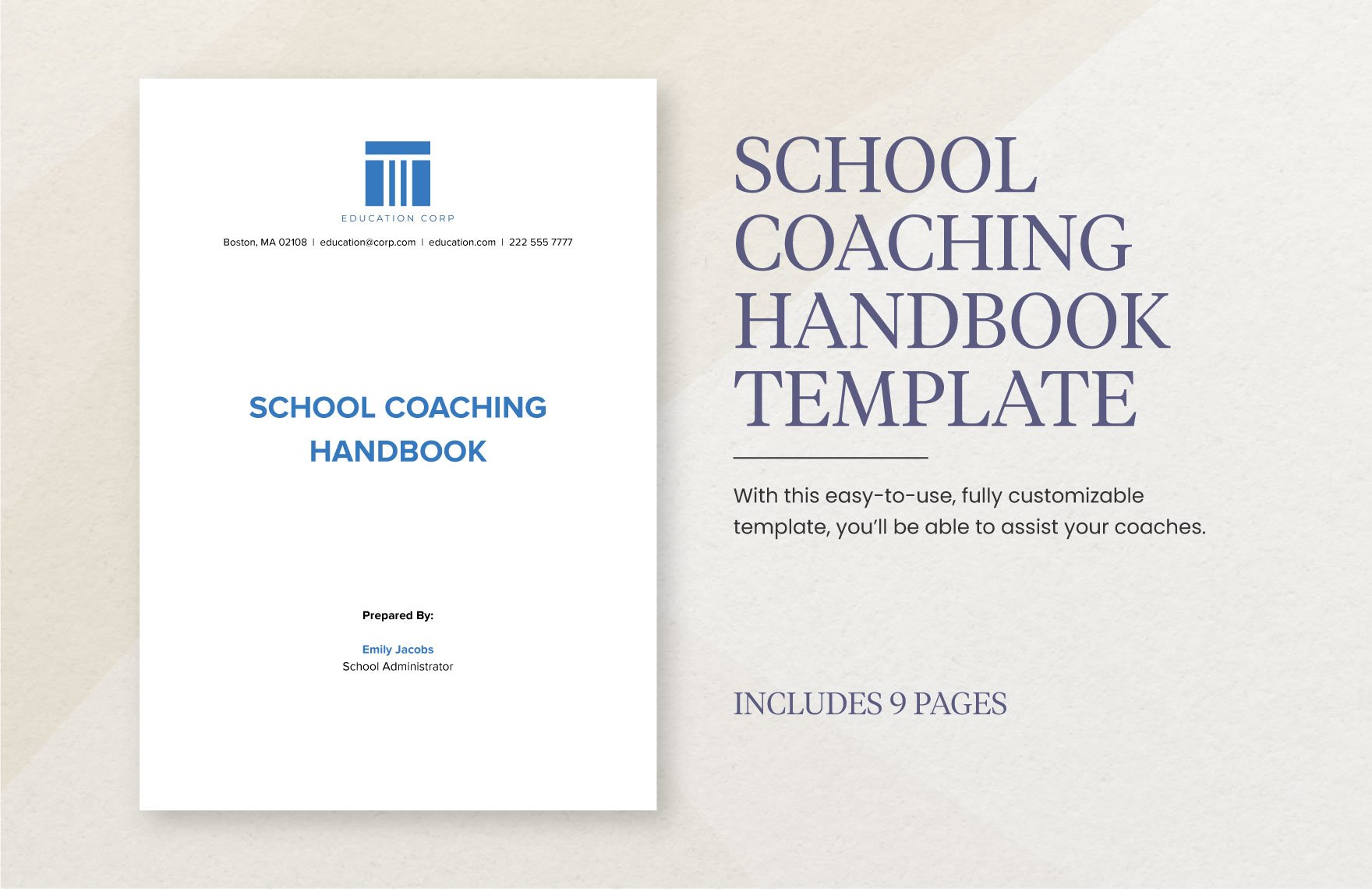 School Coaching Handbook Template in Word, Google Docs, PDF