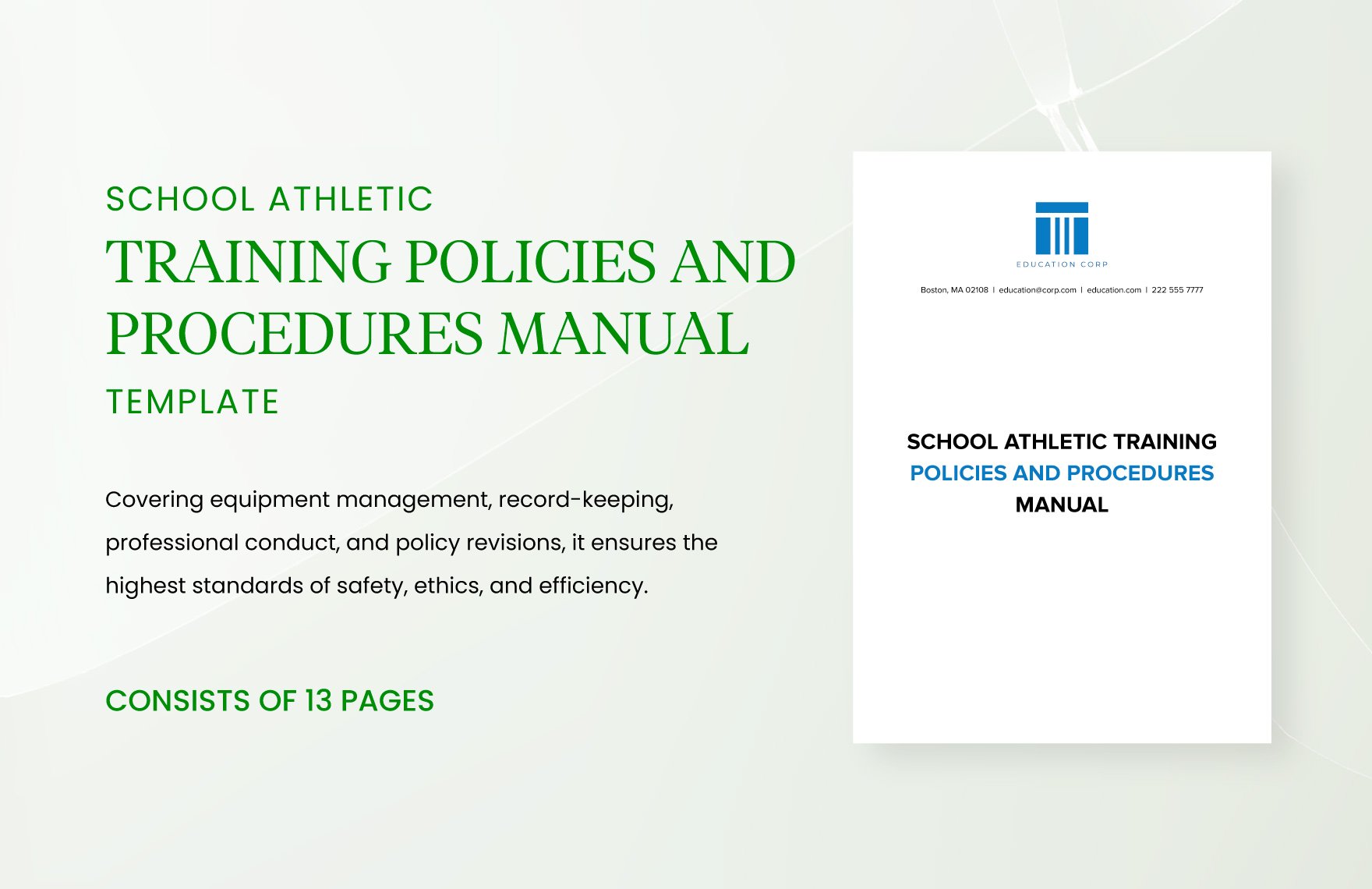 School Athletic Training Policies and Procedures Manual Template