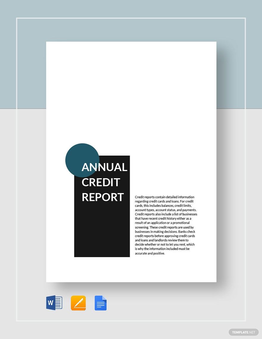 Annual Credit Report Form Template in Word, Google Docs, Apple Pages