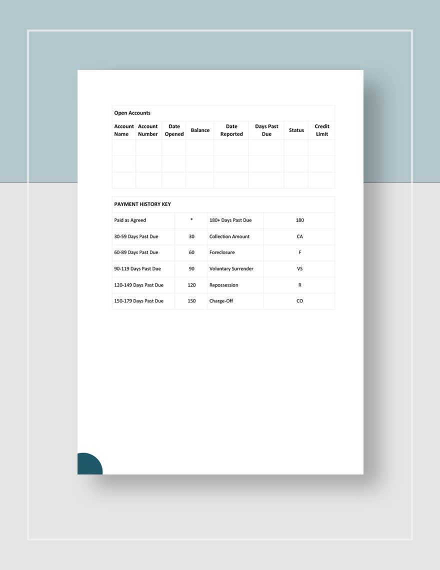 Annual Credit Report Form Template