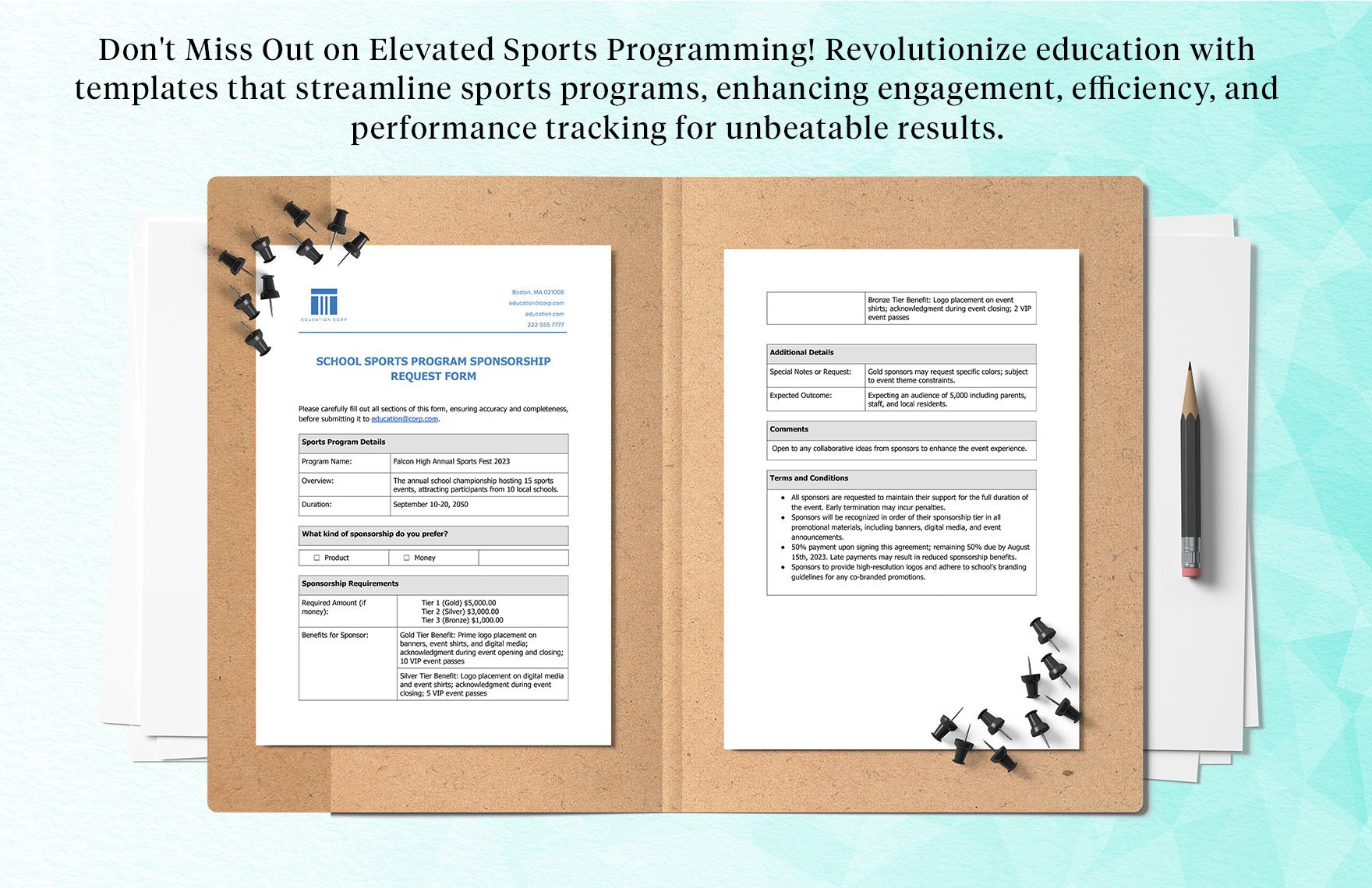 School Sports Program Sponsorship Request Form Template