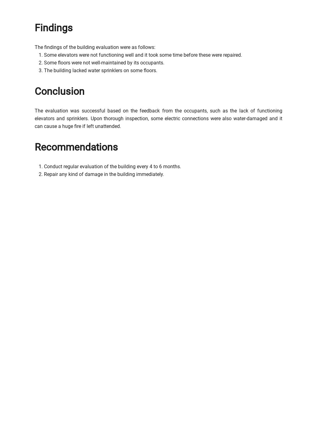 Building Evaluation Report Template - Google Docs, Word | Template.net