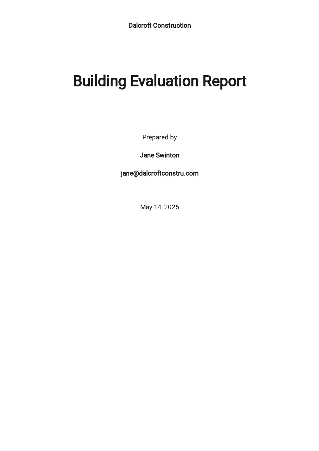 Building Evaluation Report Template