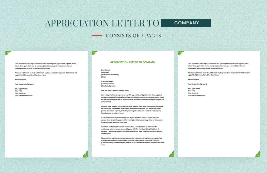 Appreciation Letter To Company