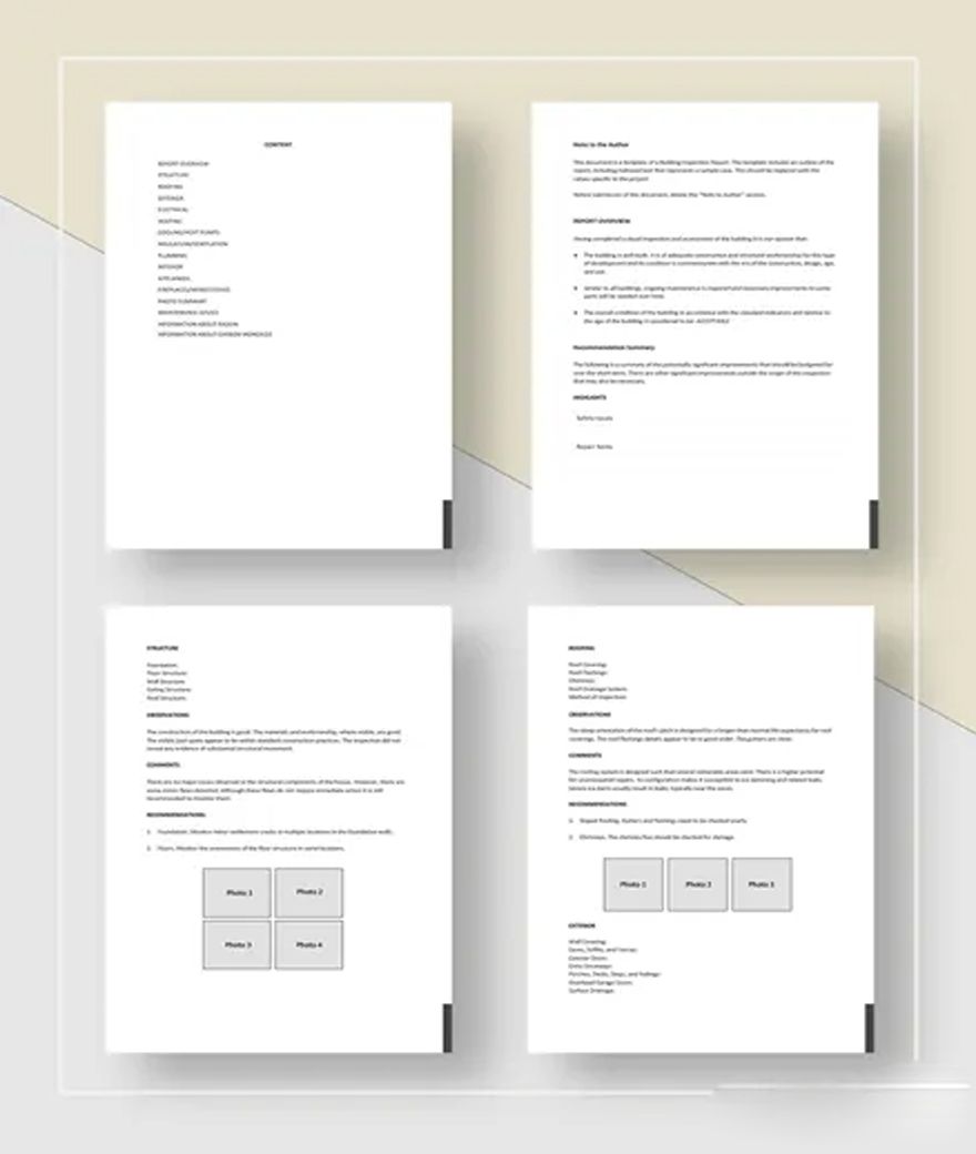 Building Inspection Report Sample Template