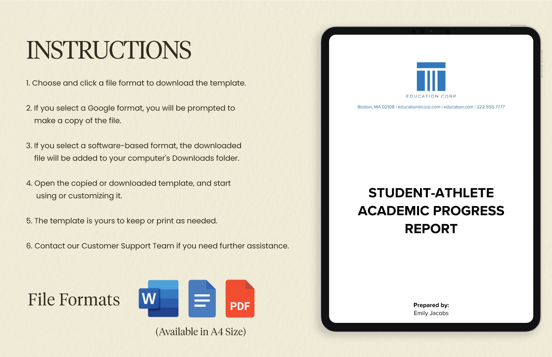 School Student-Athlete Academic Progress Report Template