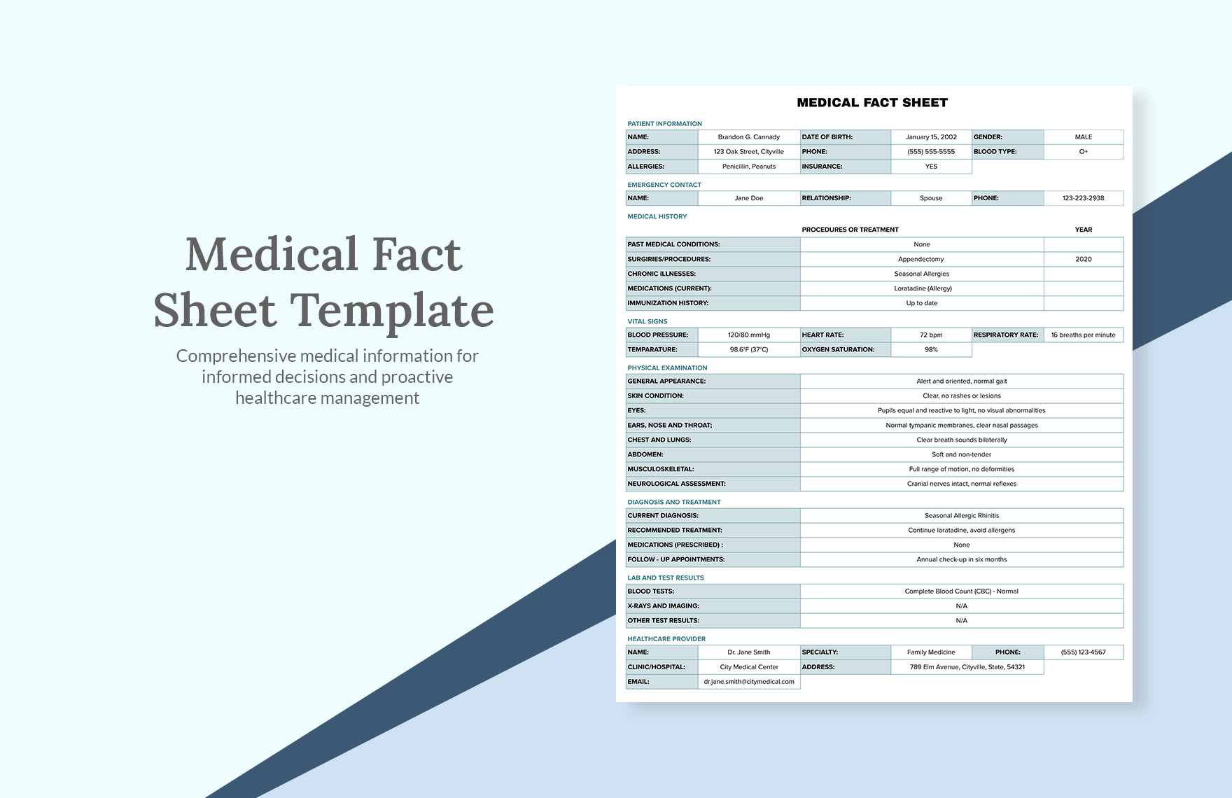 Medical Fact Sheet Template