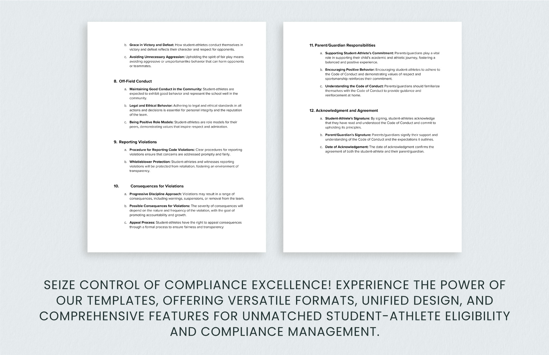 School Student-Athlete Code of Conduct Template