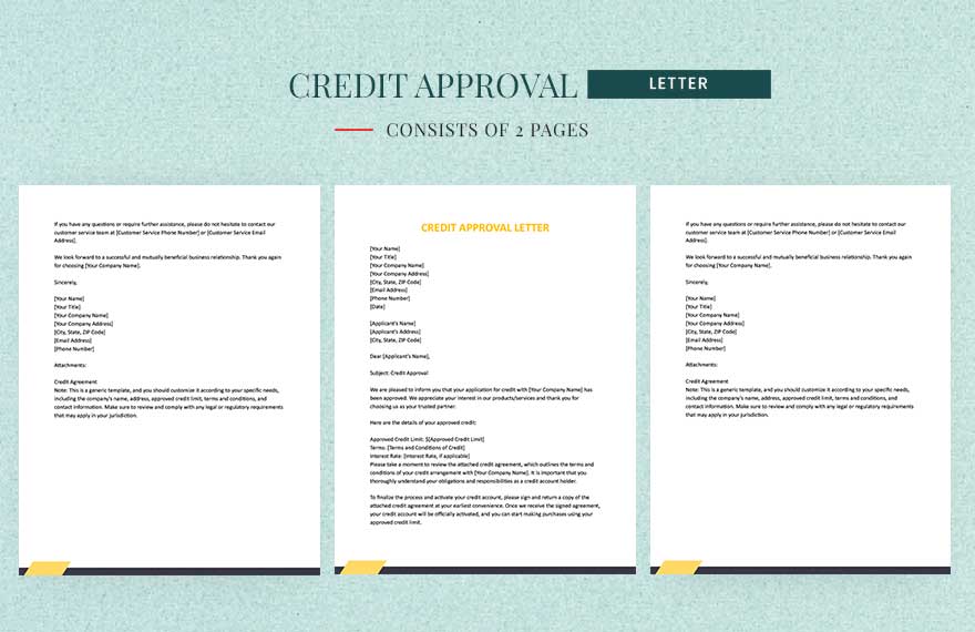 Credit Approval Letter in Word, Google Docs, Apple Pages