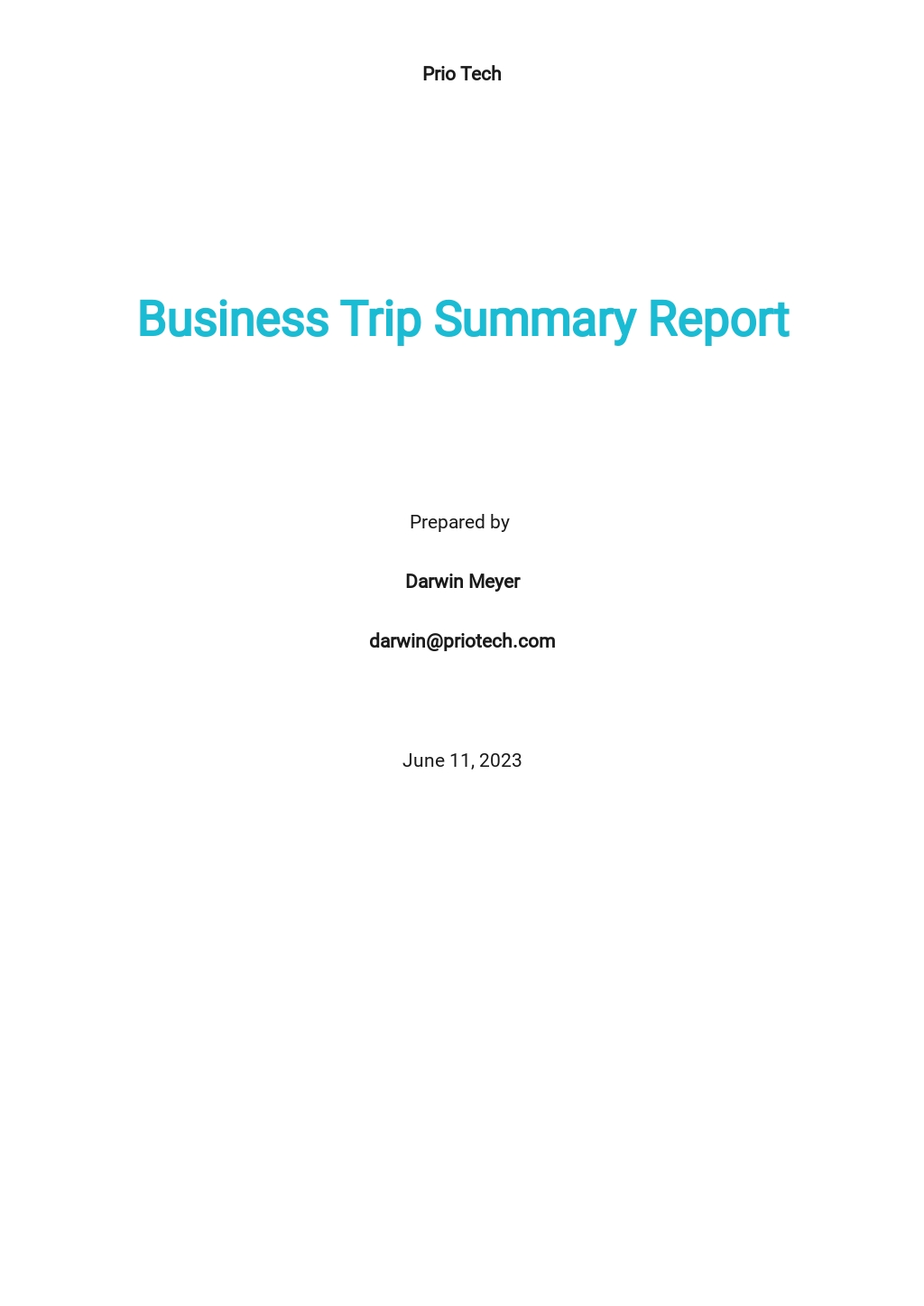 Business Trip Report Template Pdf