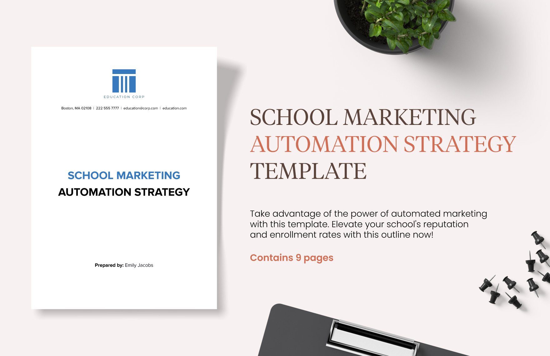 School Marketing Automation Strategy Template in Word, Google Docs, PDF