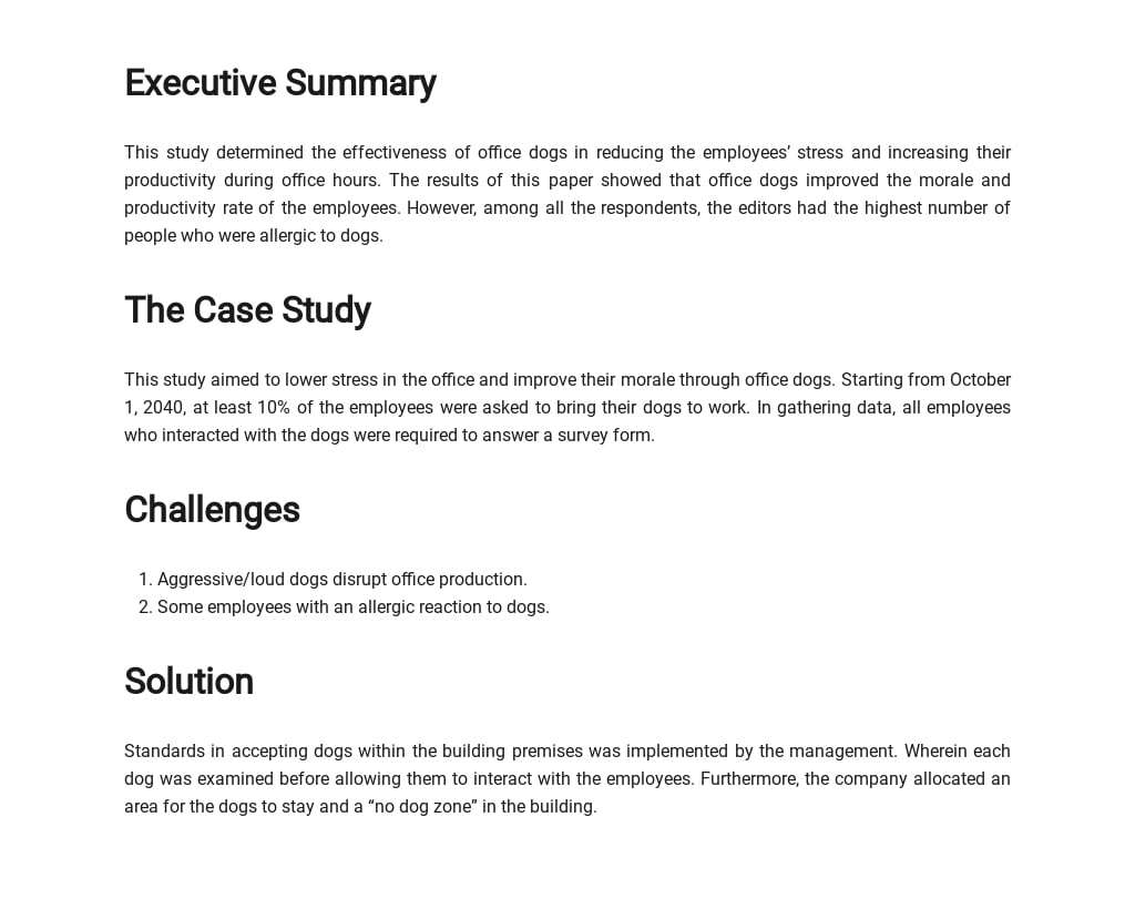 structure of case study report