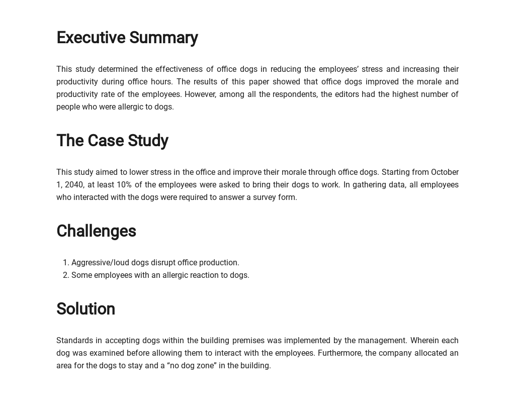 How To Write A Case Study Report Template