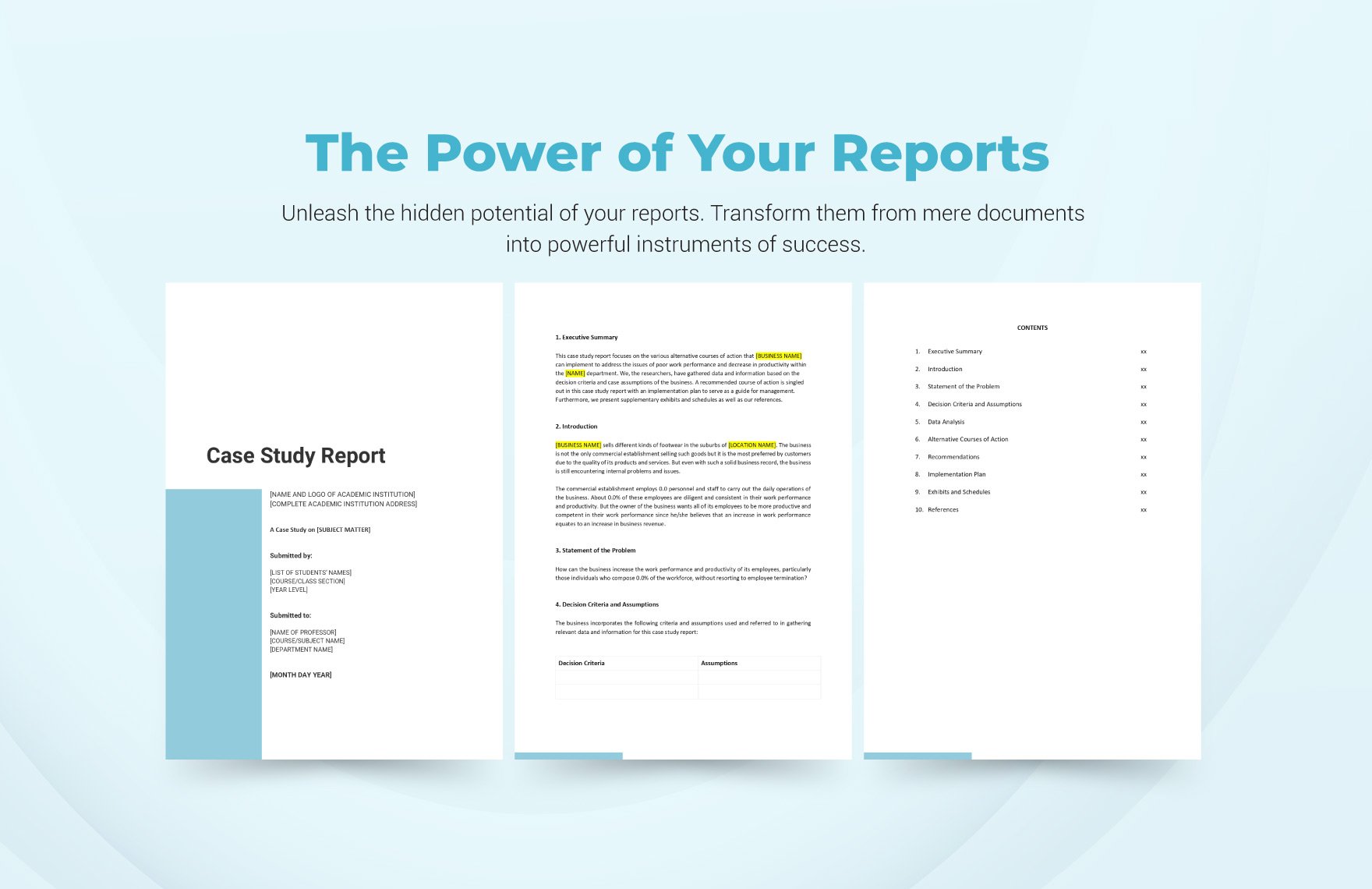 Case Study Report Template