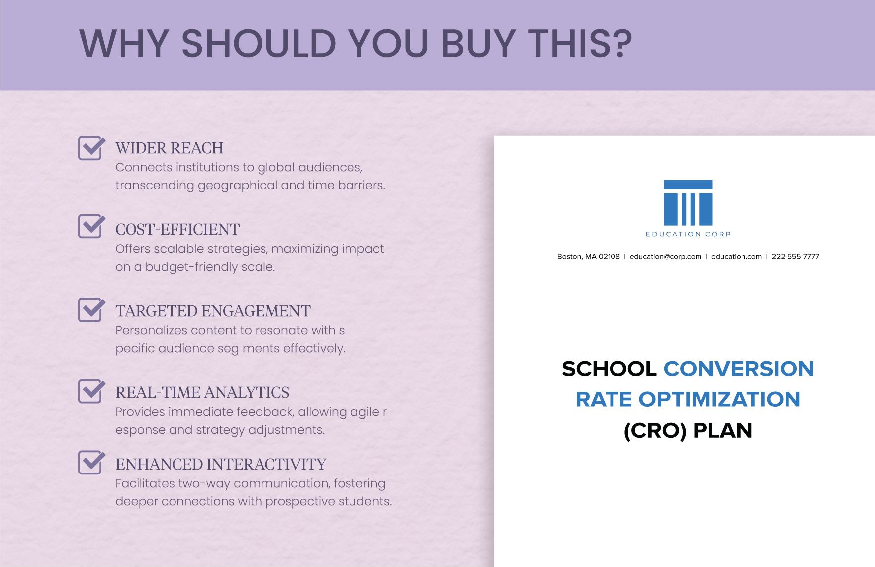 School Conversion Rate Optimization (CRO) Plan Template