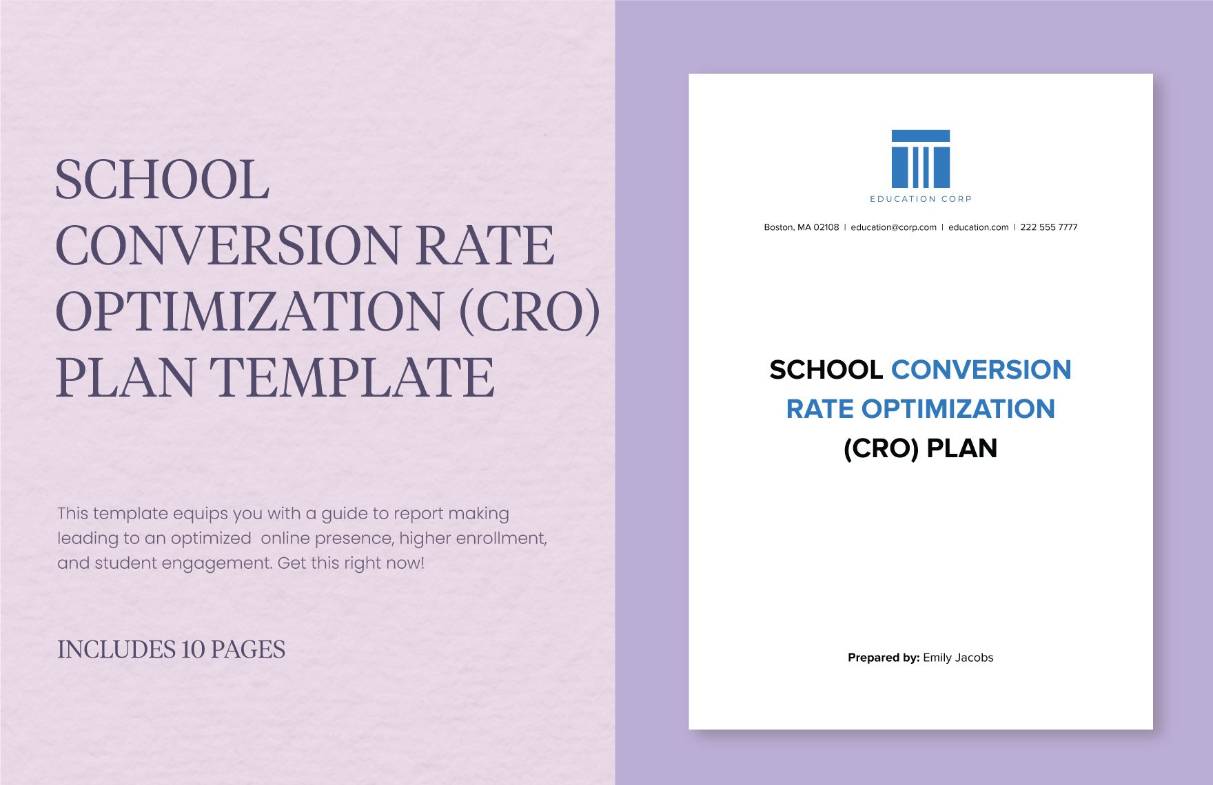 School Conversion Rate Optimization (CRO) Plan Template in Word, Google Docs, PDF