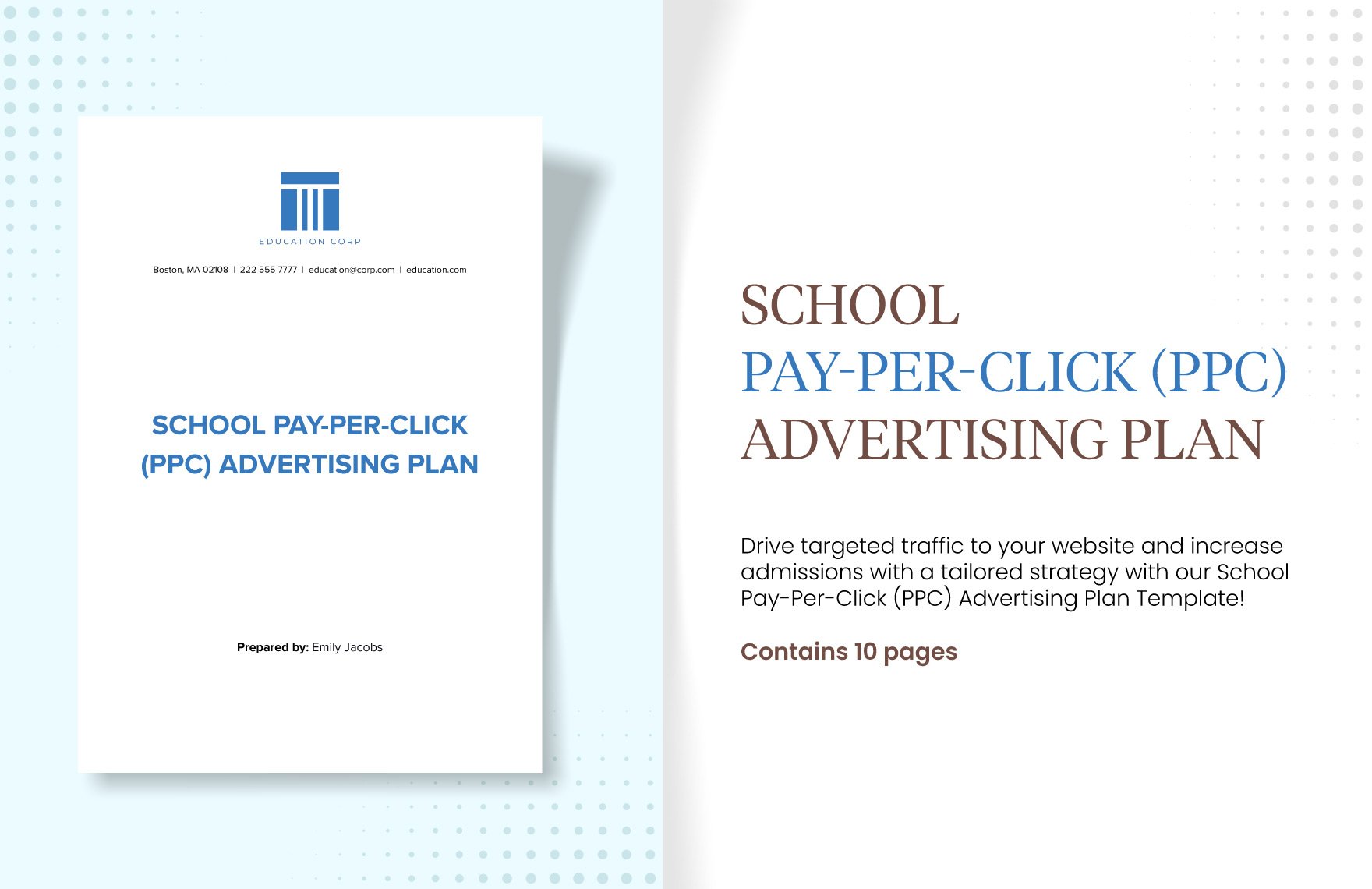 School Pay-Per-Click (PPC) Advertising Plan Template in Word, Google Docs, PDF