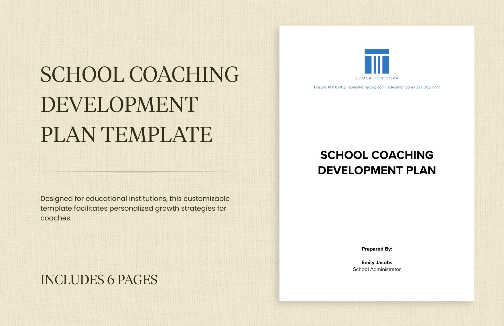 School Coaching Development Plan Template
