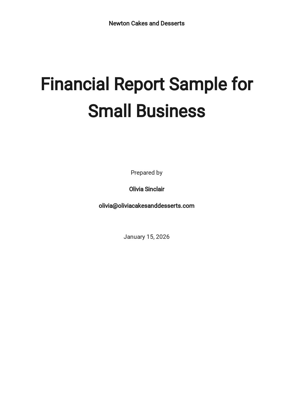 Financial Report Sample for Small Business Template [Free PDF] Word