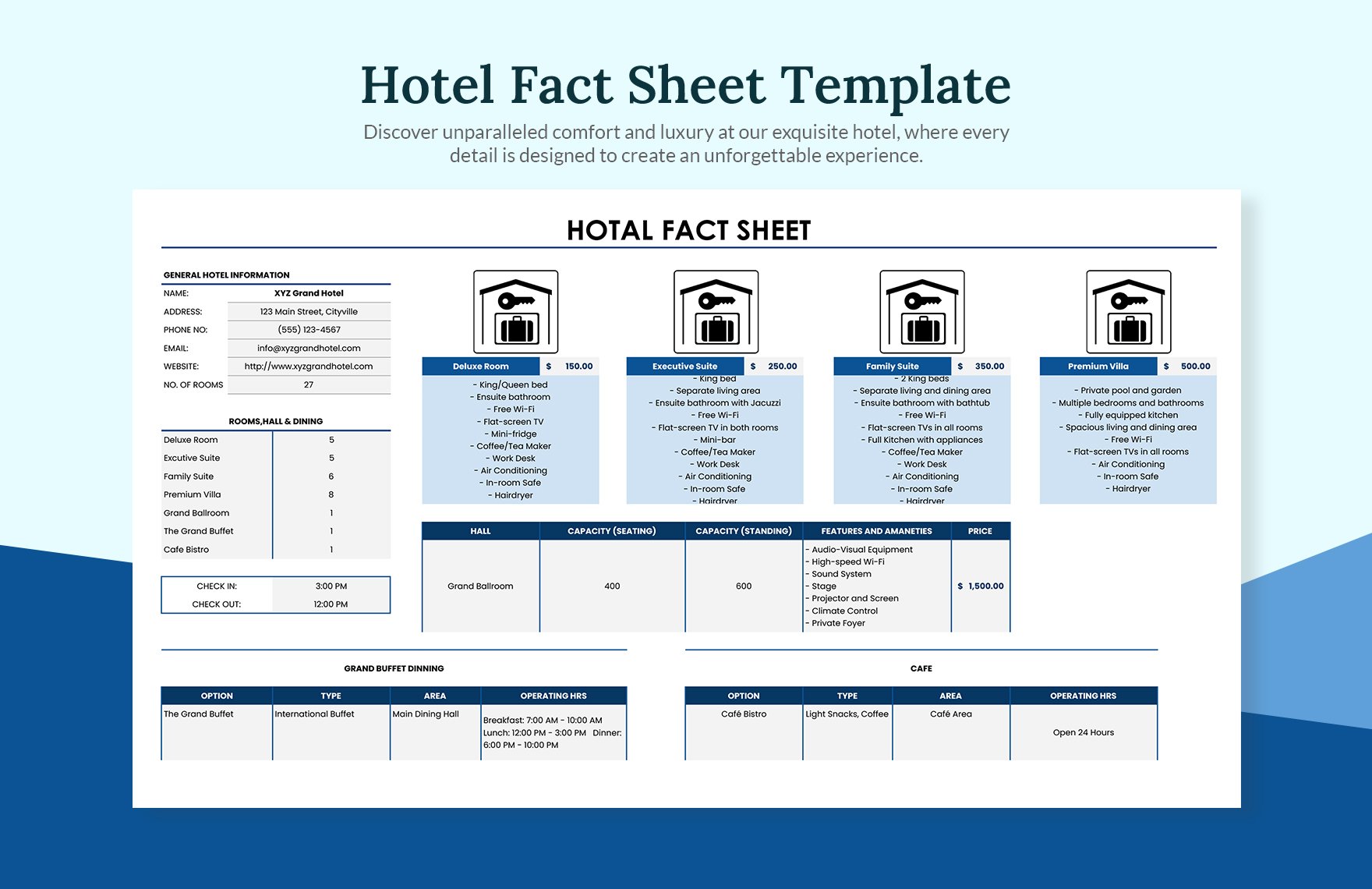 Hotel Fact Sheet Template