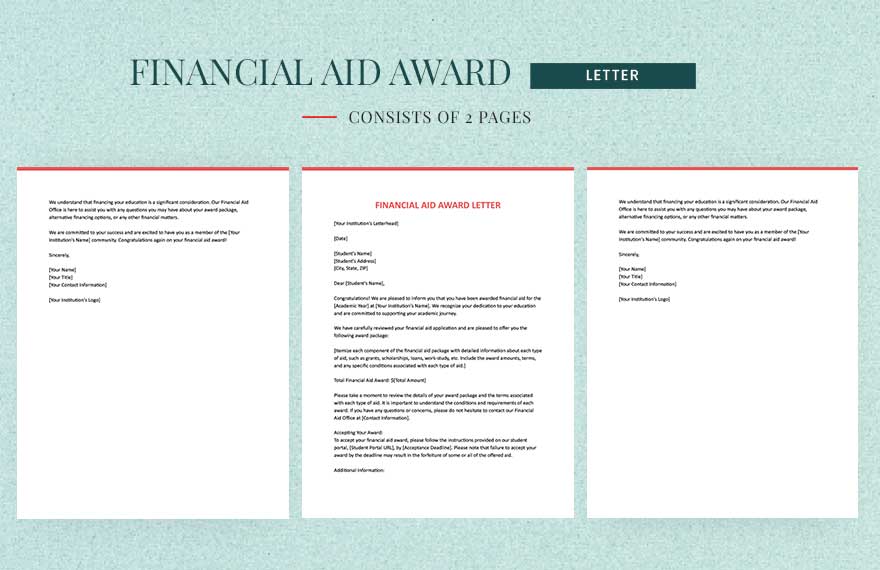 Financial Aid Award Letter in Word, Google Docs, Apple Pages